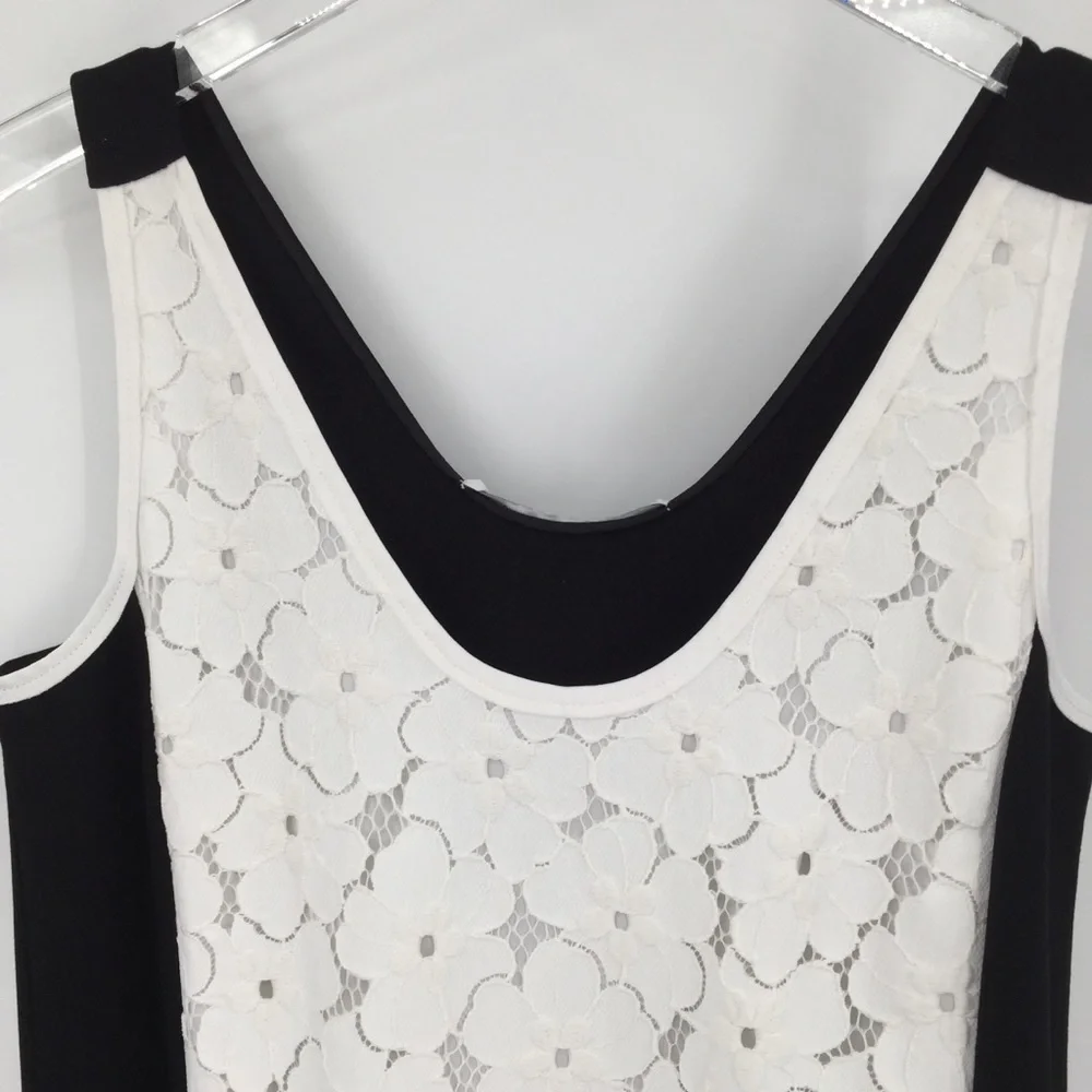 DVF Diane von Furstenberg Desta Eyelet dress white black lace shift tank new 2
